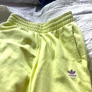 Yellow adidas sweatpants